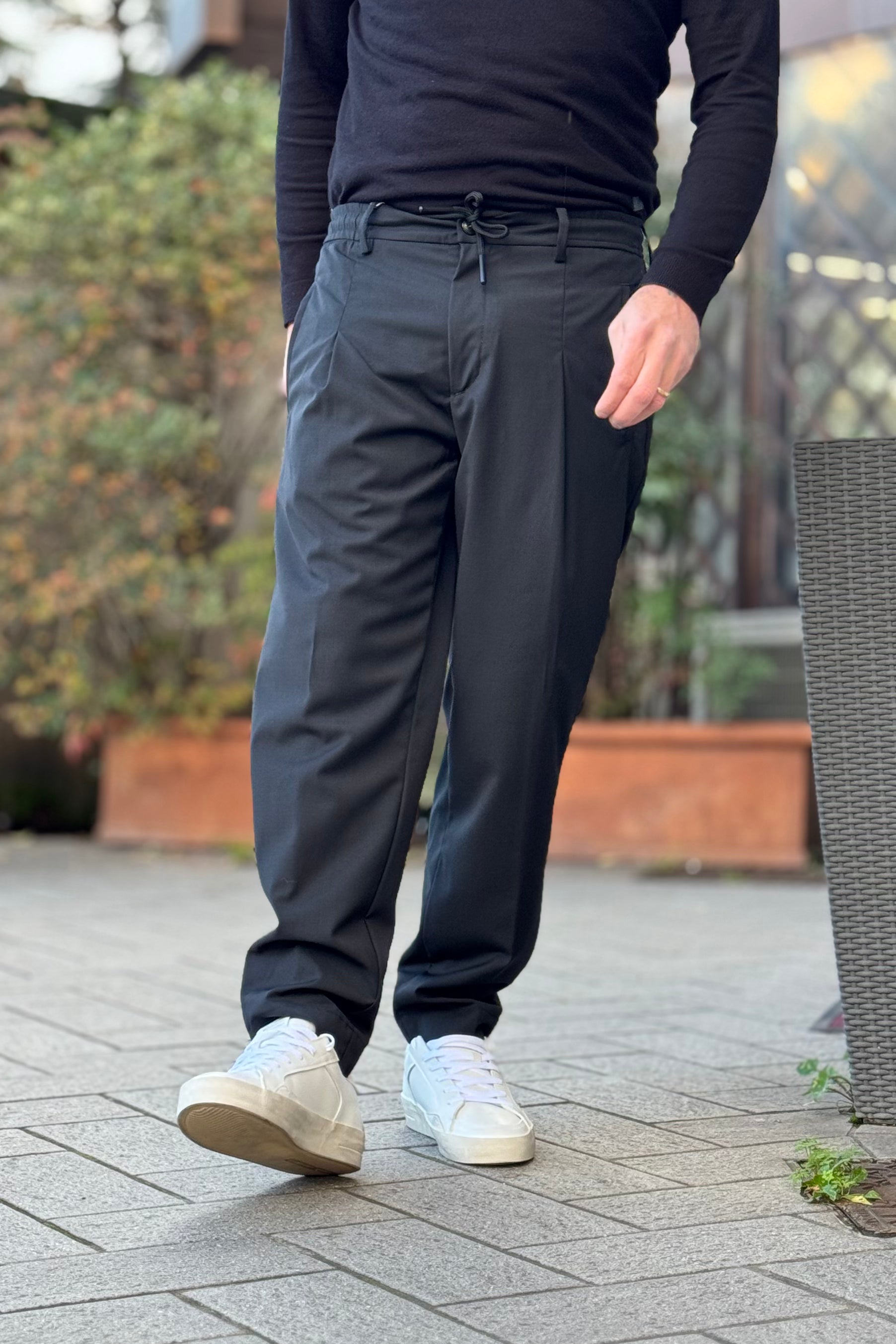 Xagon Man FCLIVE Wide leg trousers with drawstring waist in black