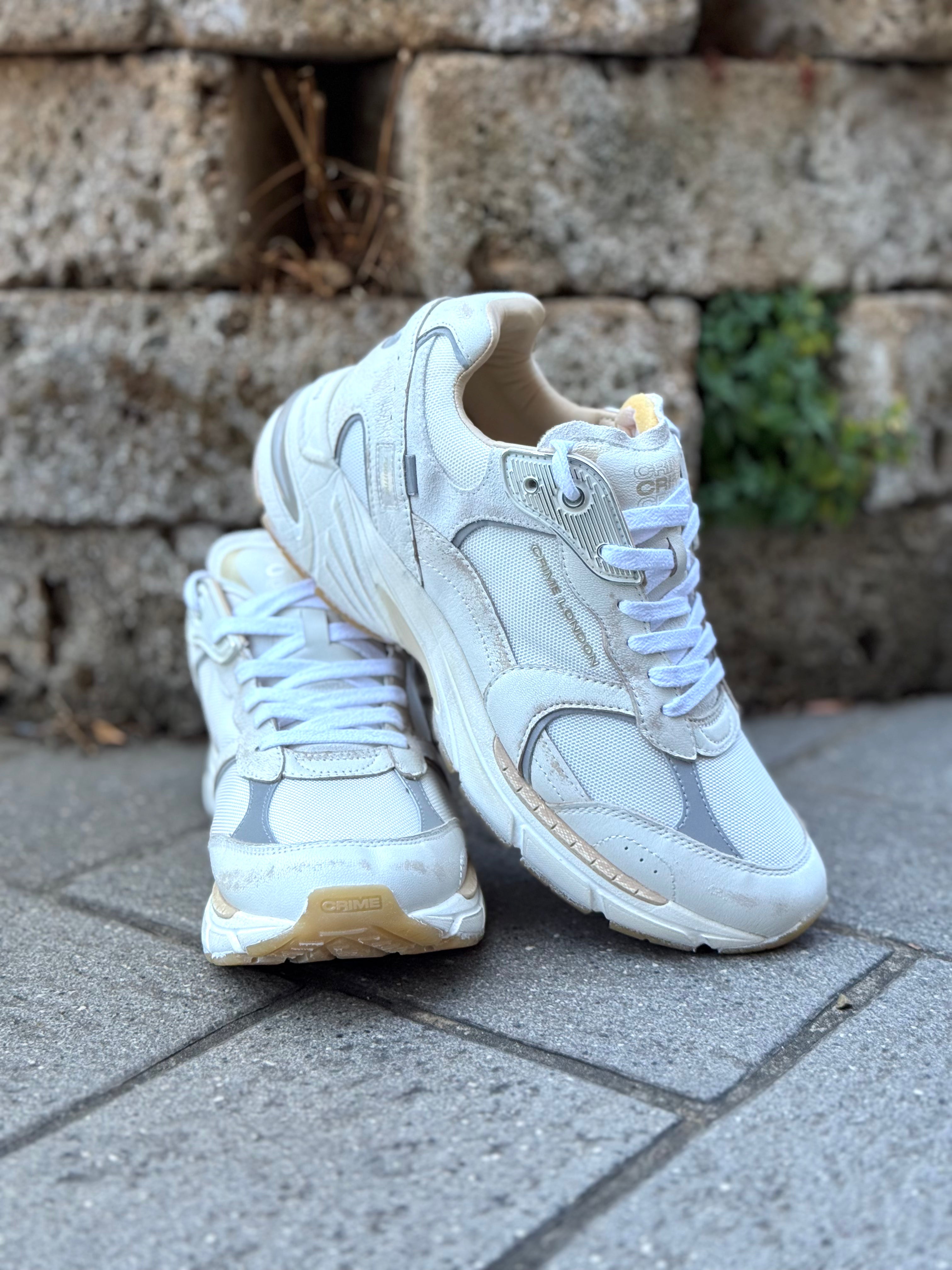 Crime London FUGITIVE sneakers in pelle e nylon colore bianco