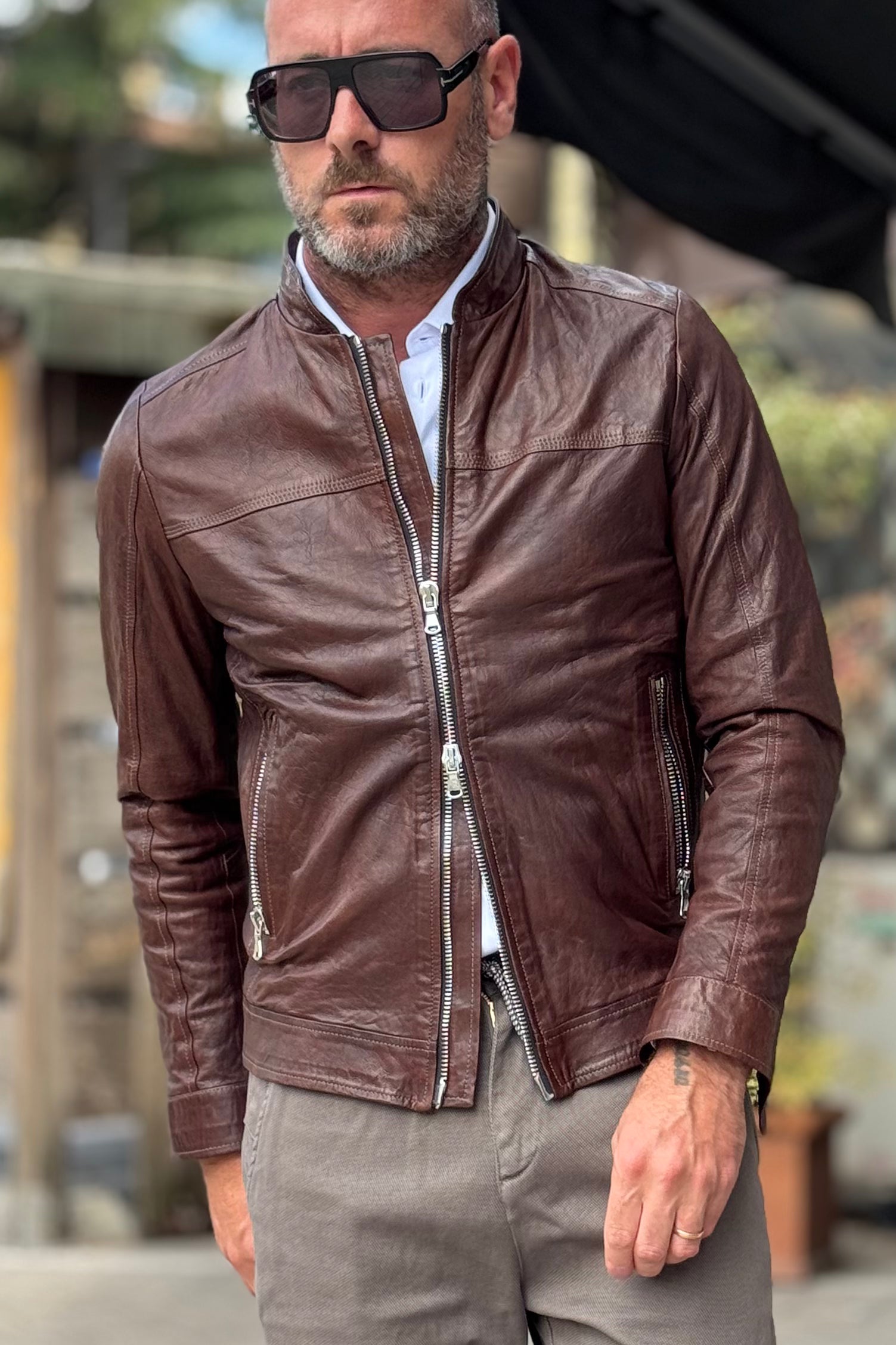 IGN GIUBBINO IN MORBIDA NAPPA SLIM COLORE TESTA DI MORO