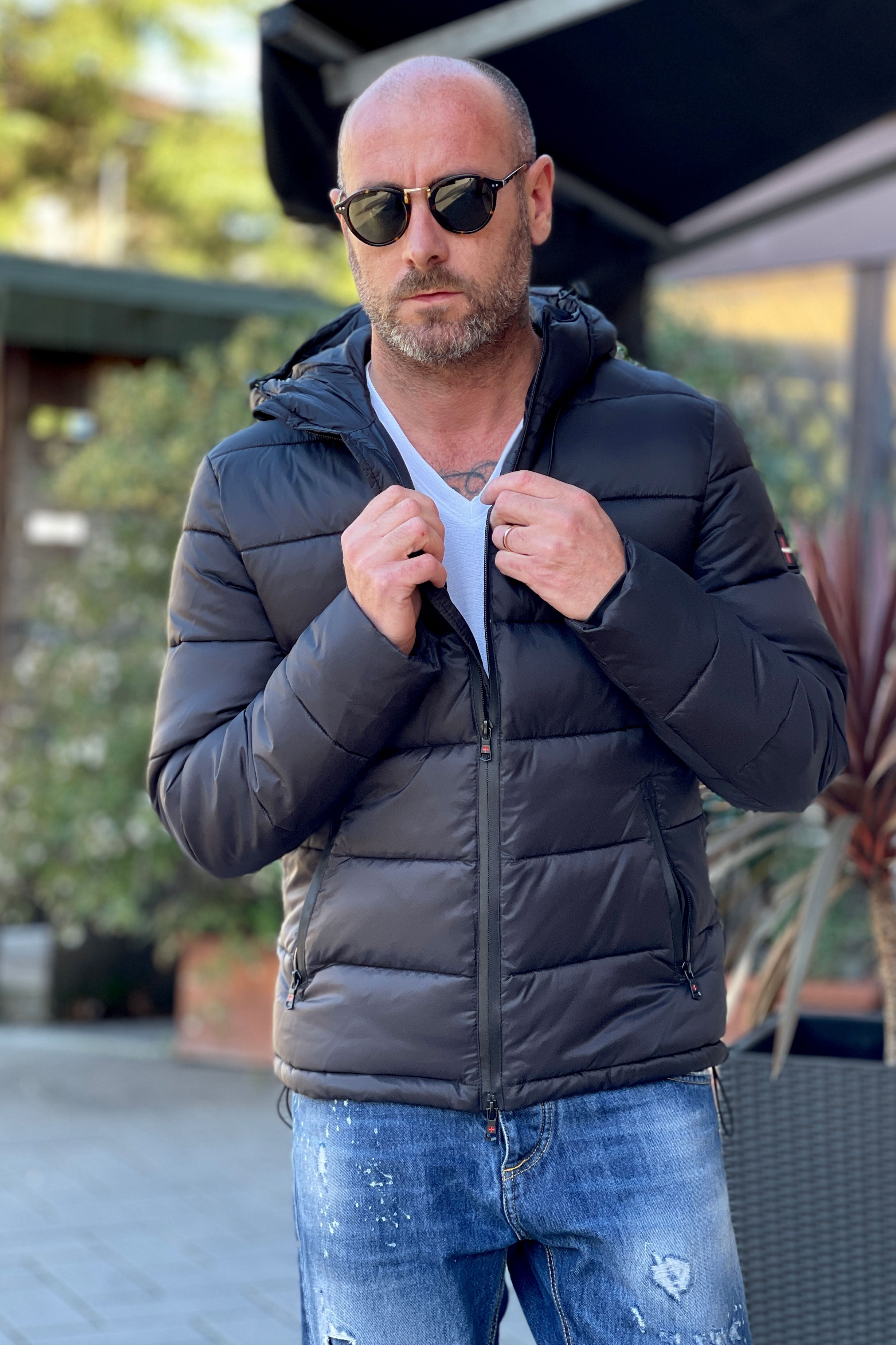 Zu Elements ZU0973 black hooded down jacket – Mania Fashion Clothing