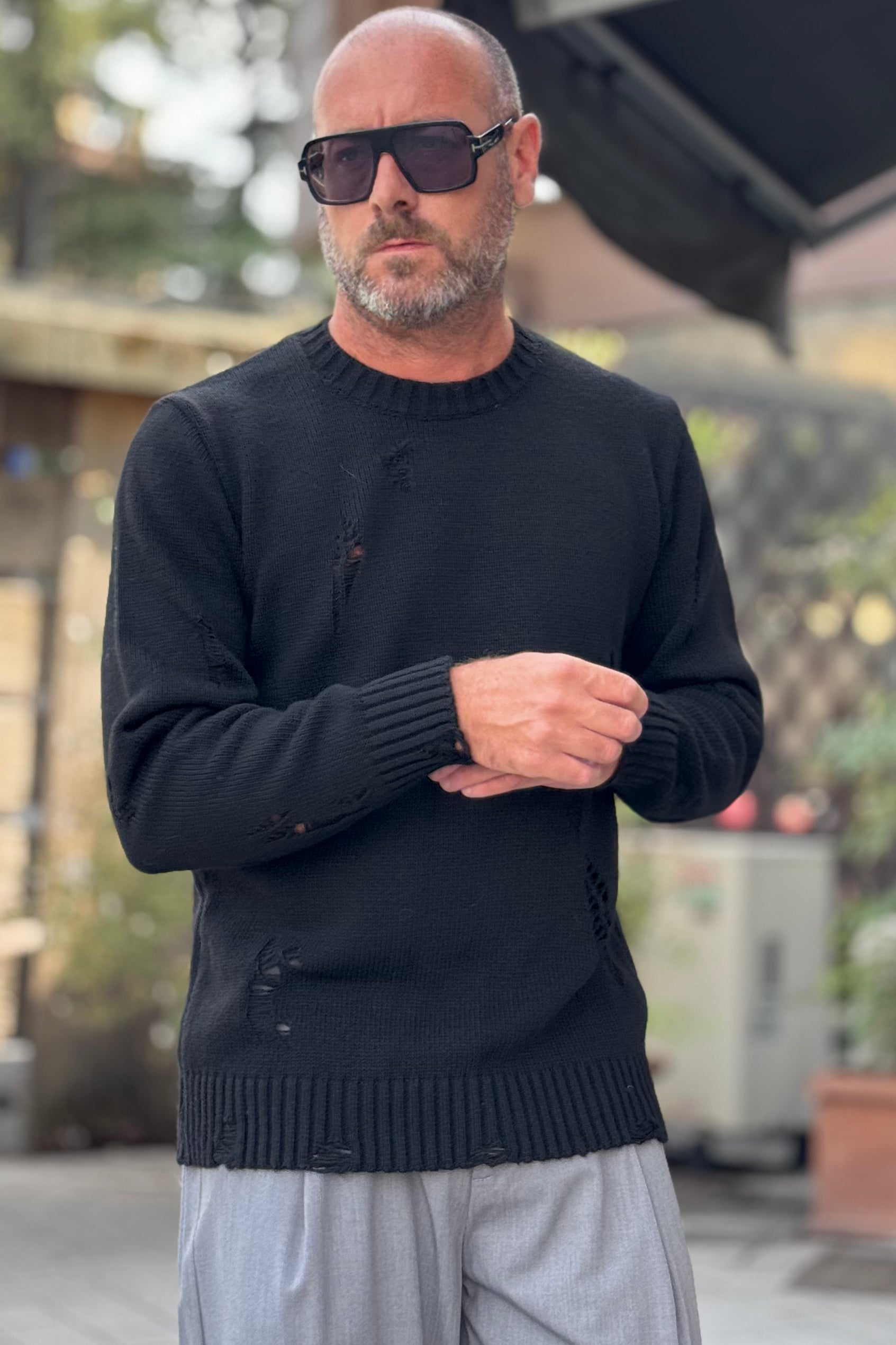 BICOLORE AU550 MAGLIA GIROCOLLO CON ROTTURE DISPONIBILE IN 2 COLORI