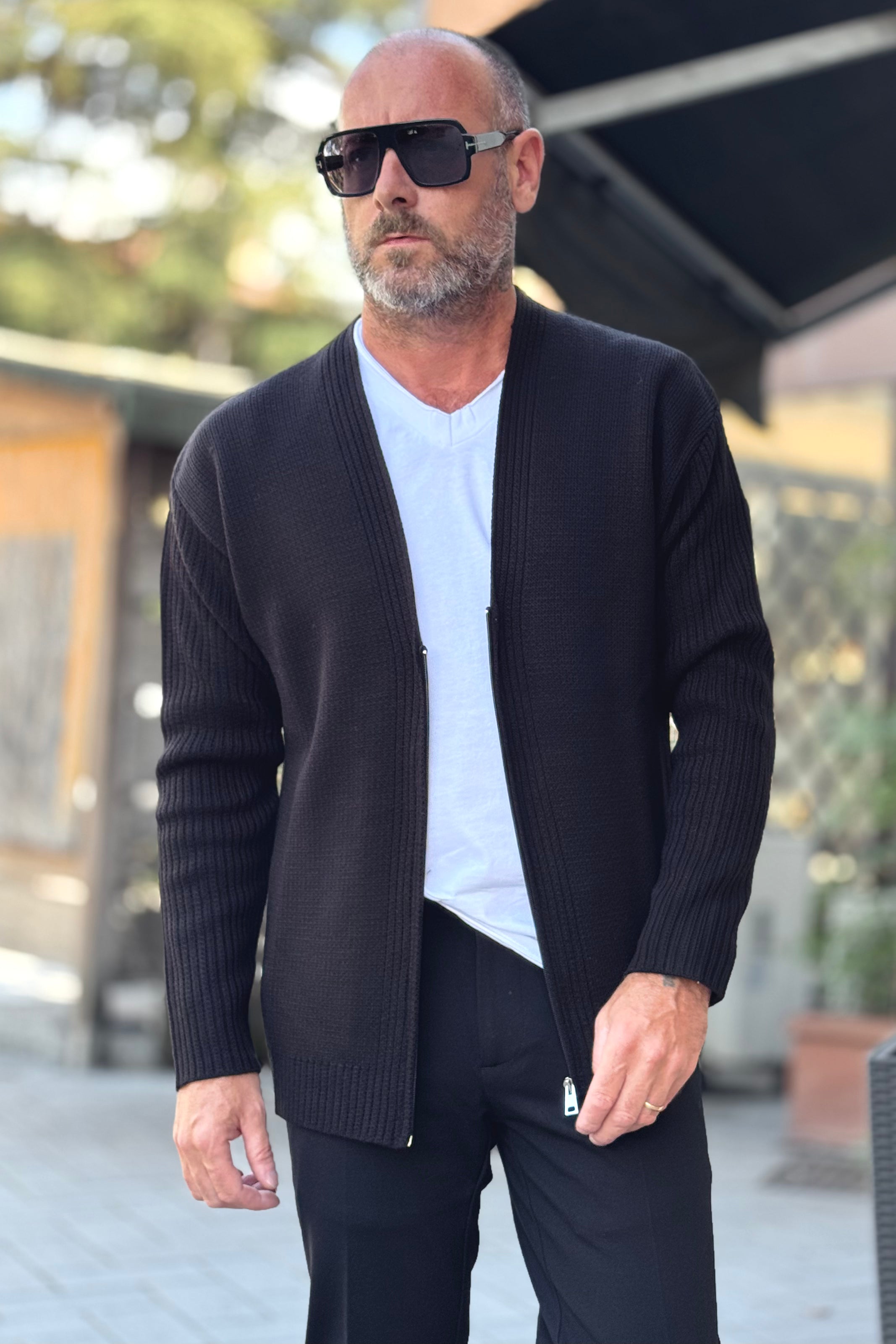 WHY NOT BRAND KIM44 CARDIGAN CHIUSURA ZIP COLORE NERO