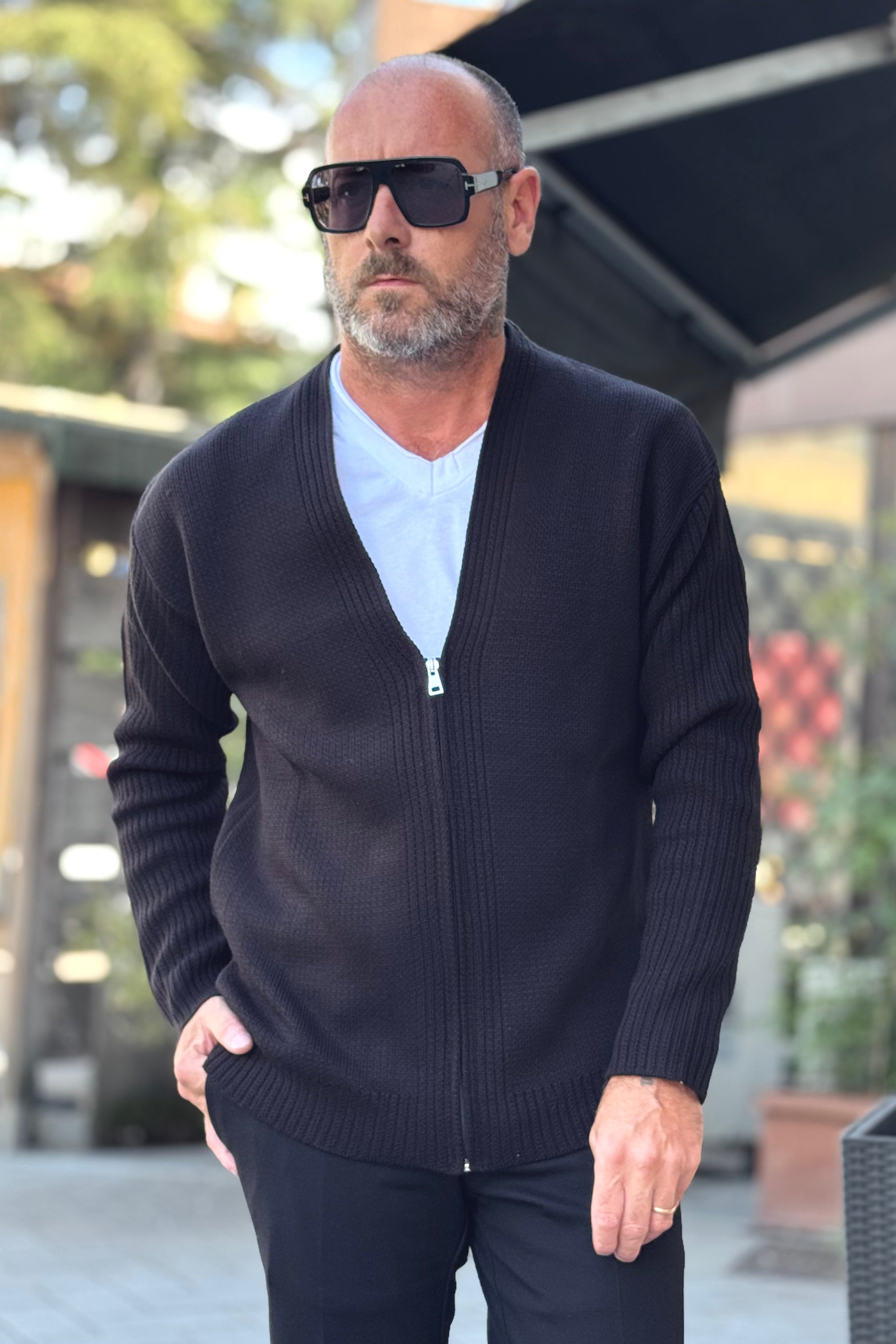 WHY NOT BRAND KIM44 CARDIGAN CHIUSURA ZIP COLORE NERO