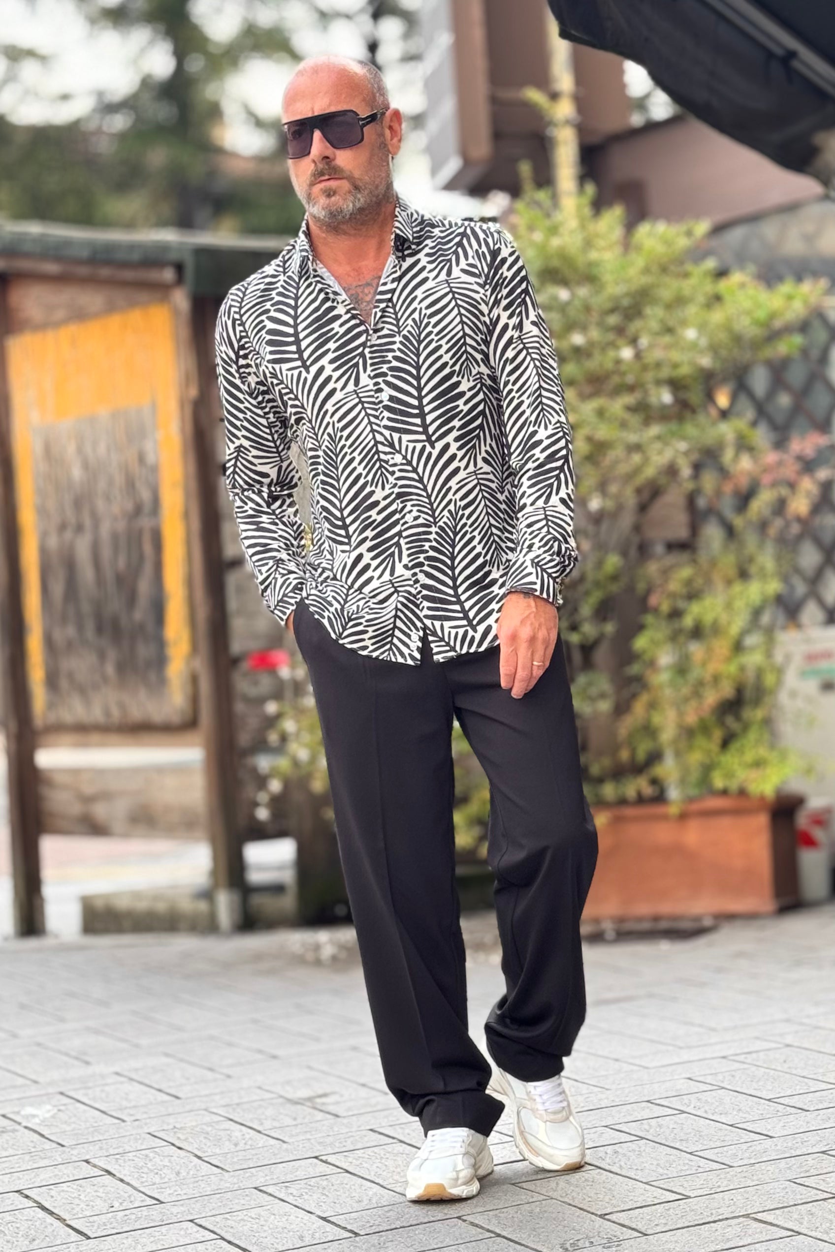 DANIELE ALESSANDRINI C102 CAMICIA IN PUNTO MILANO MOTIVO JUNGLE