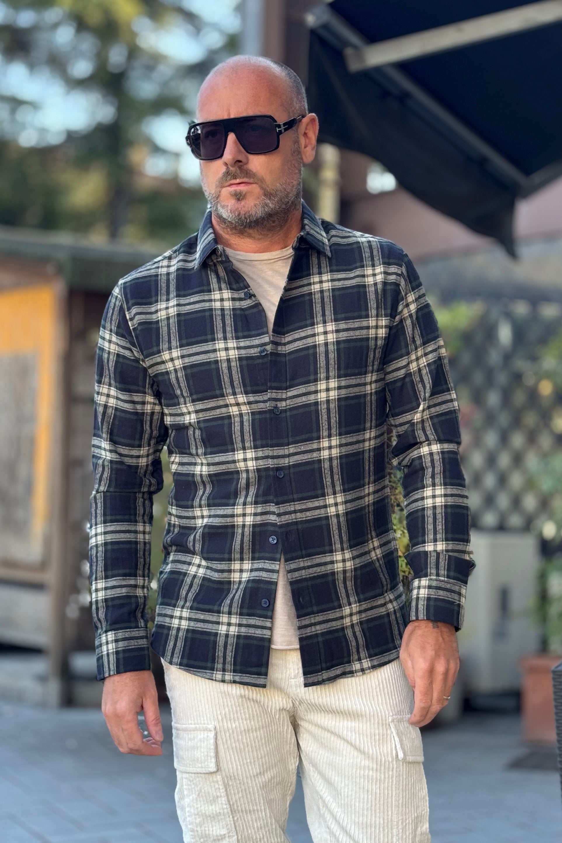 TELAMIRA BTC03 CAMICIA IN FLANELLA A QUADRI COLORE VERDE