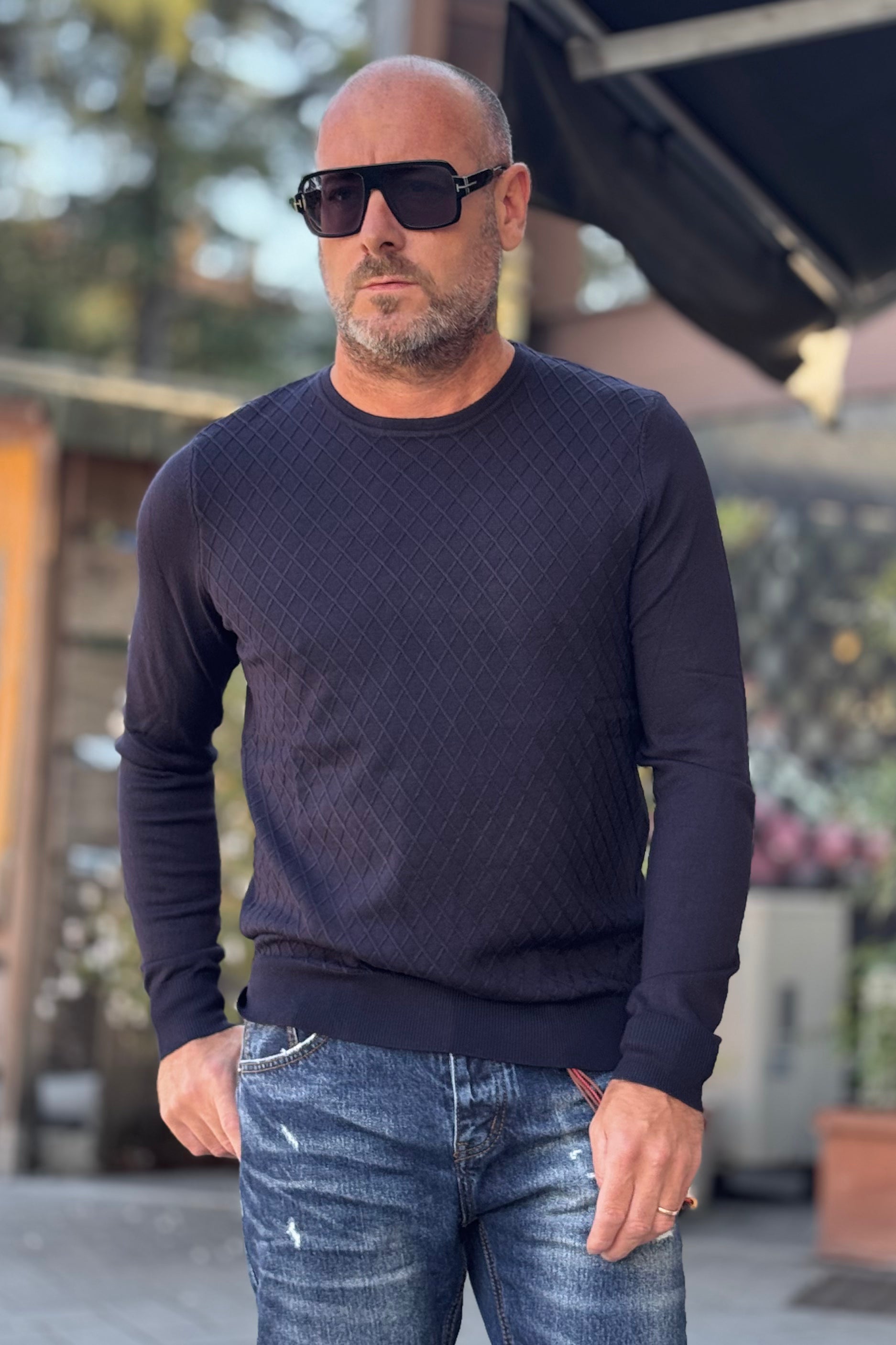 TELAMIRA MAGLIA GIROCOLLO MOTIVO ROMBO DISPONIBILE IN 2 COLORI