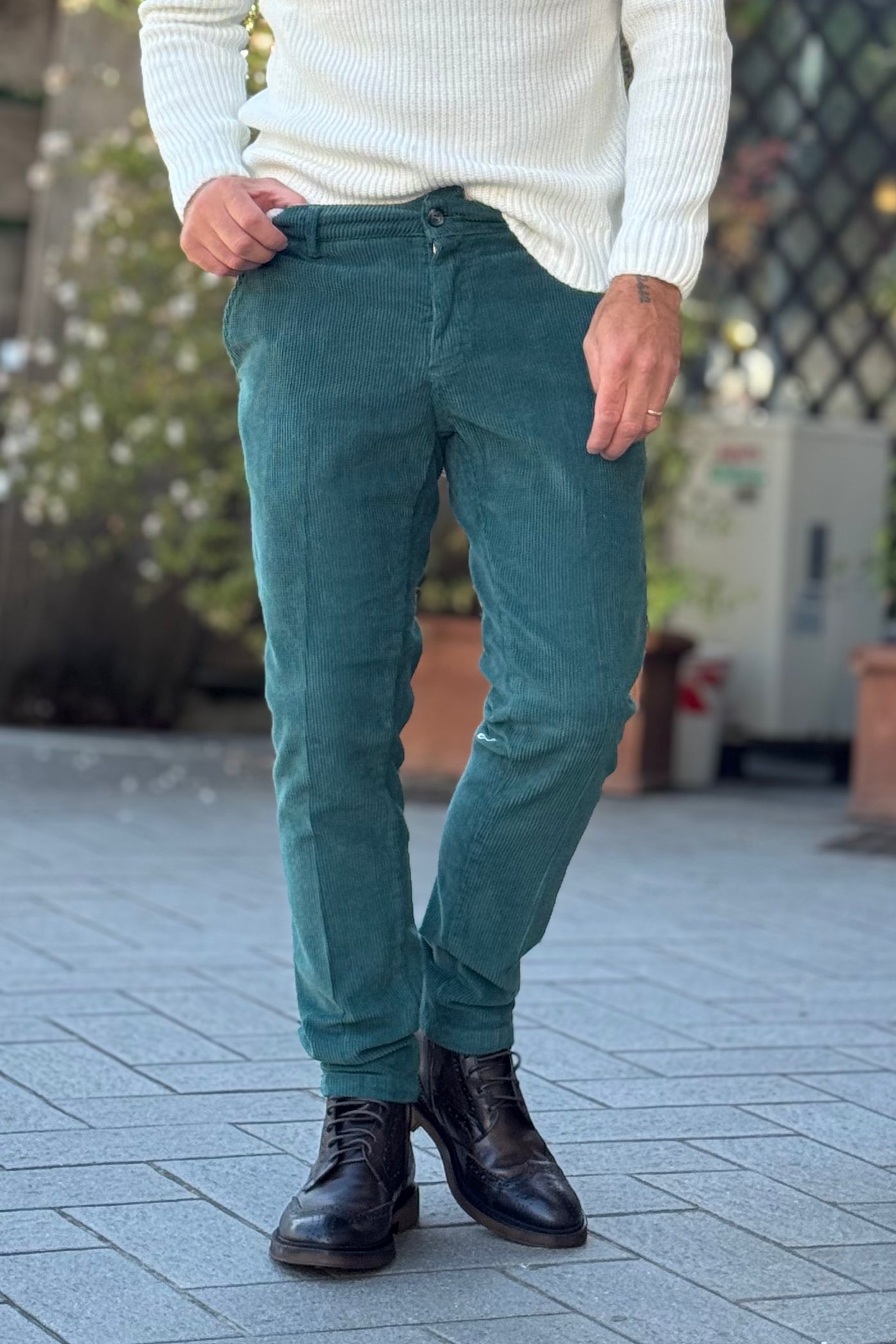 TELAMIRA PANTALONE SLIM IN VELLUTO DISPONIBILE IN 3 COLORI