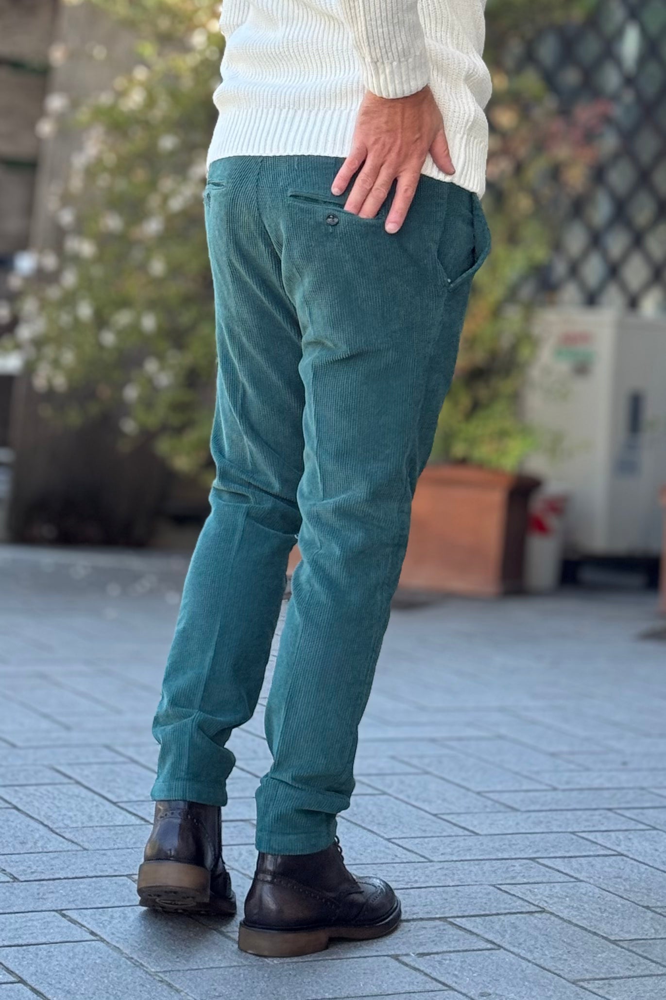 TELAMIRA PANTALONE SLIM IN VELLUTO DISPONIBILE IN 3 COLORI