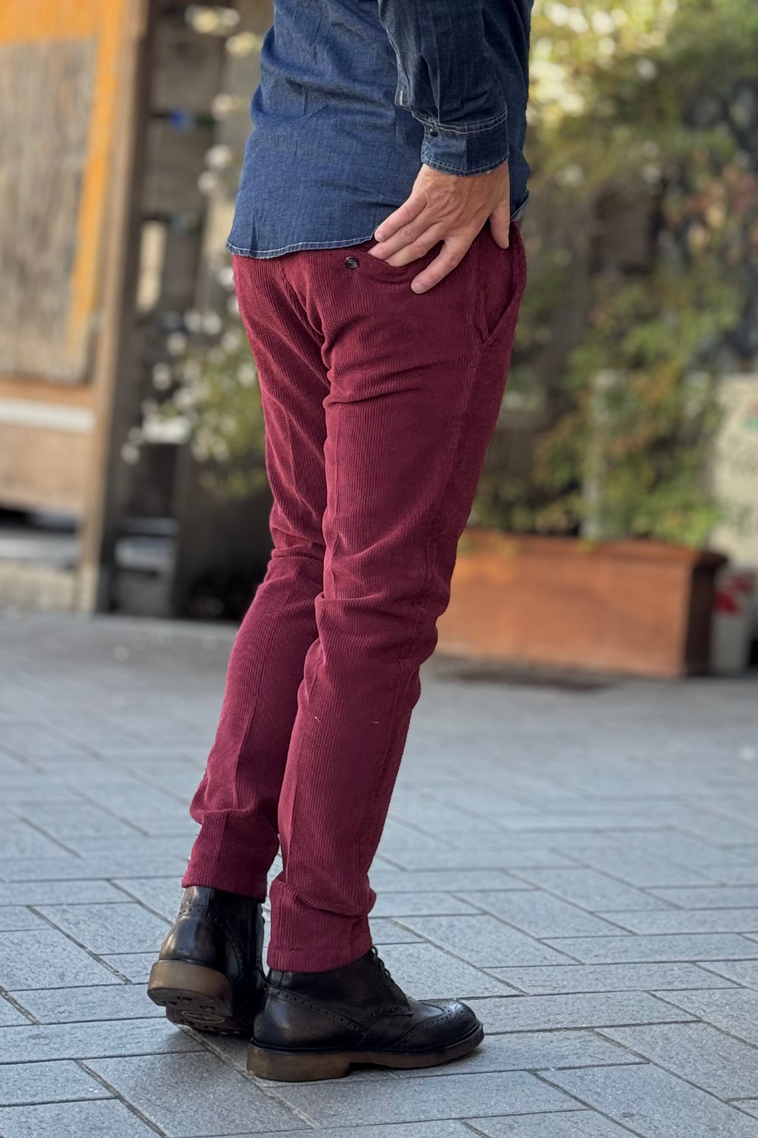 TELAMIRA PANTALONE SLIM IN VELLUTO DISPONIBILE IN 3 COLORI