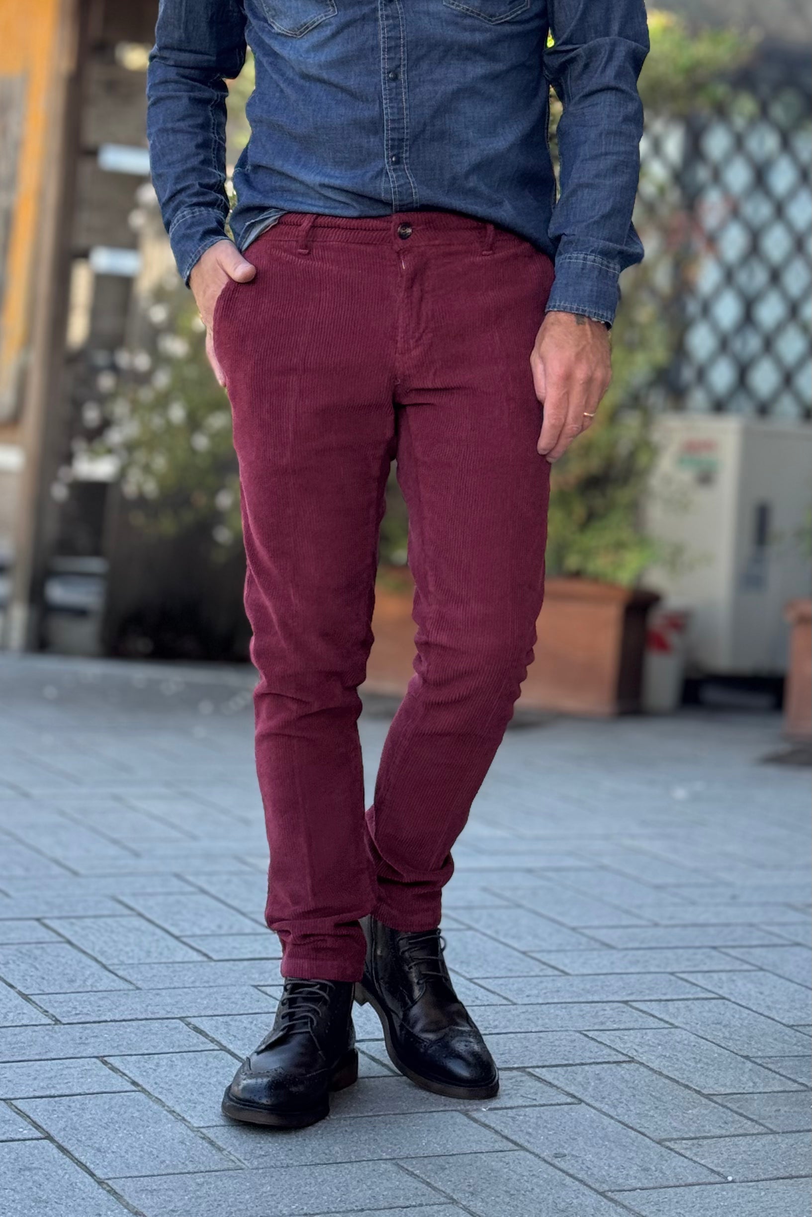 TELAMIRA PANTALONE SLIM IN VELLUTO DISPONIBILE IN 3 COLORI