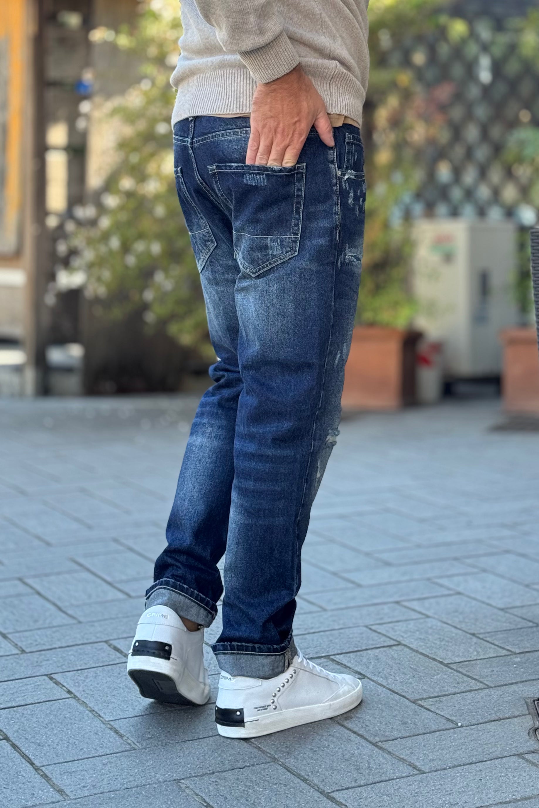TELAMIRA WTP05103 JEANS REGULAR LAVAGGIO MEDIO/SCURO CON ABRASIONI
