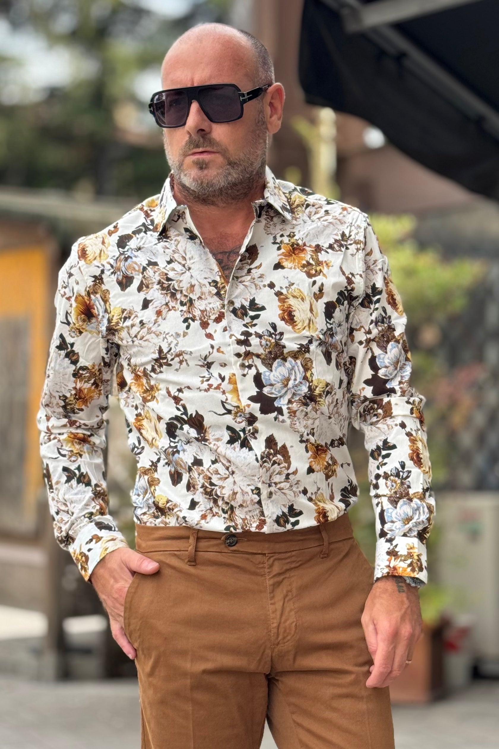 TELAMIRA BTC06 CAMICIA SLIM CON MOTIVO FLOREALE