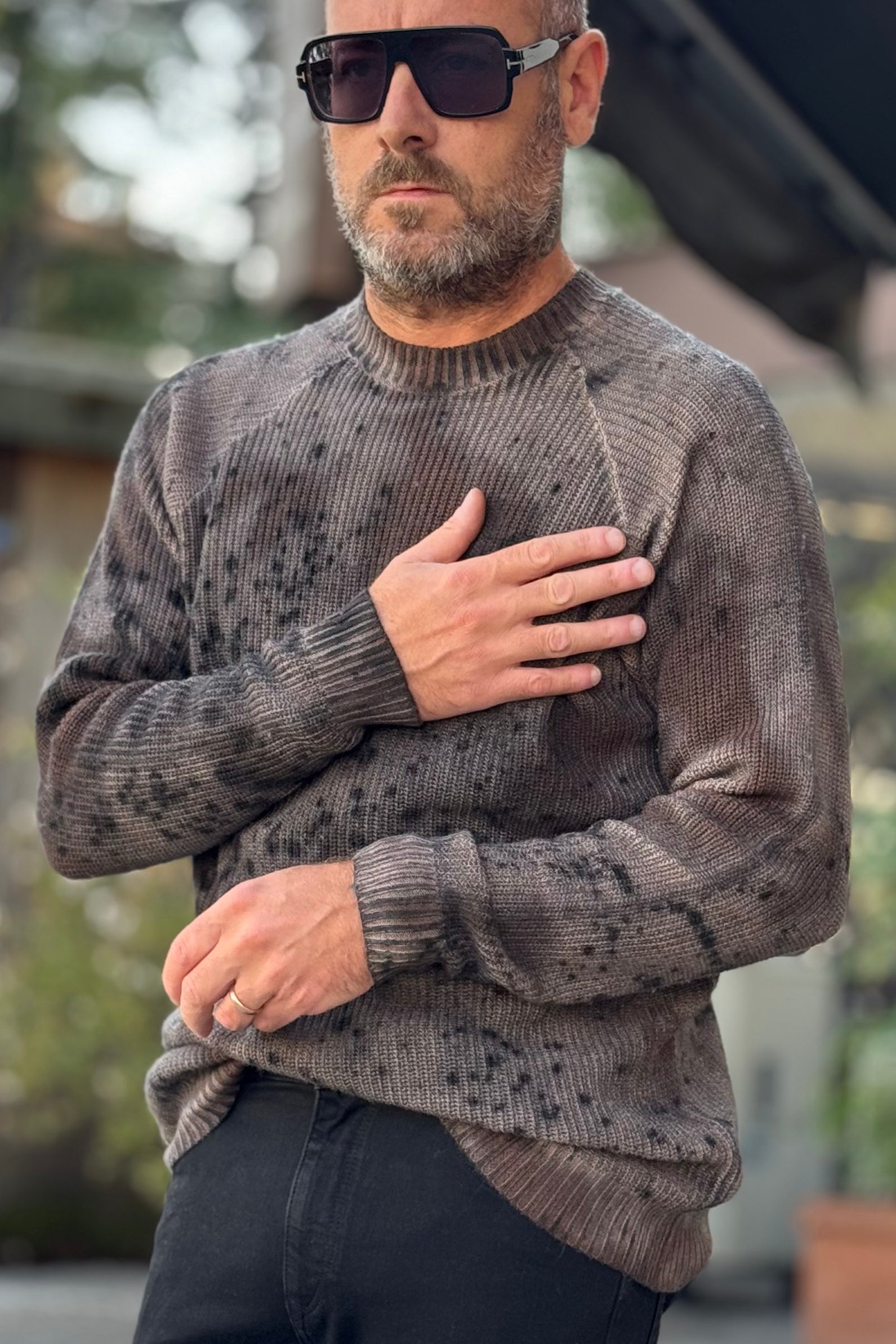 XAGON MAN MAGLIA COSTINA MANICA RAGLAN CON SCHIZZI IN COTONE E MERINOS