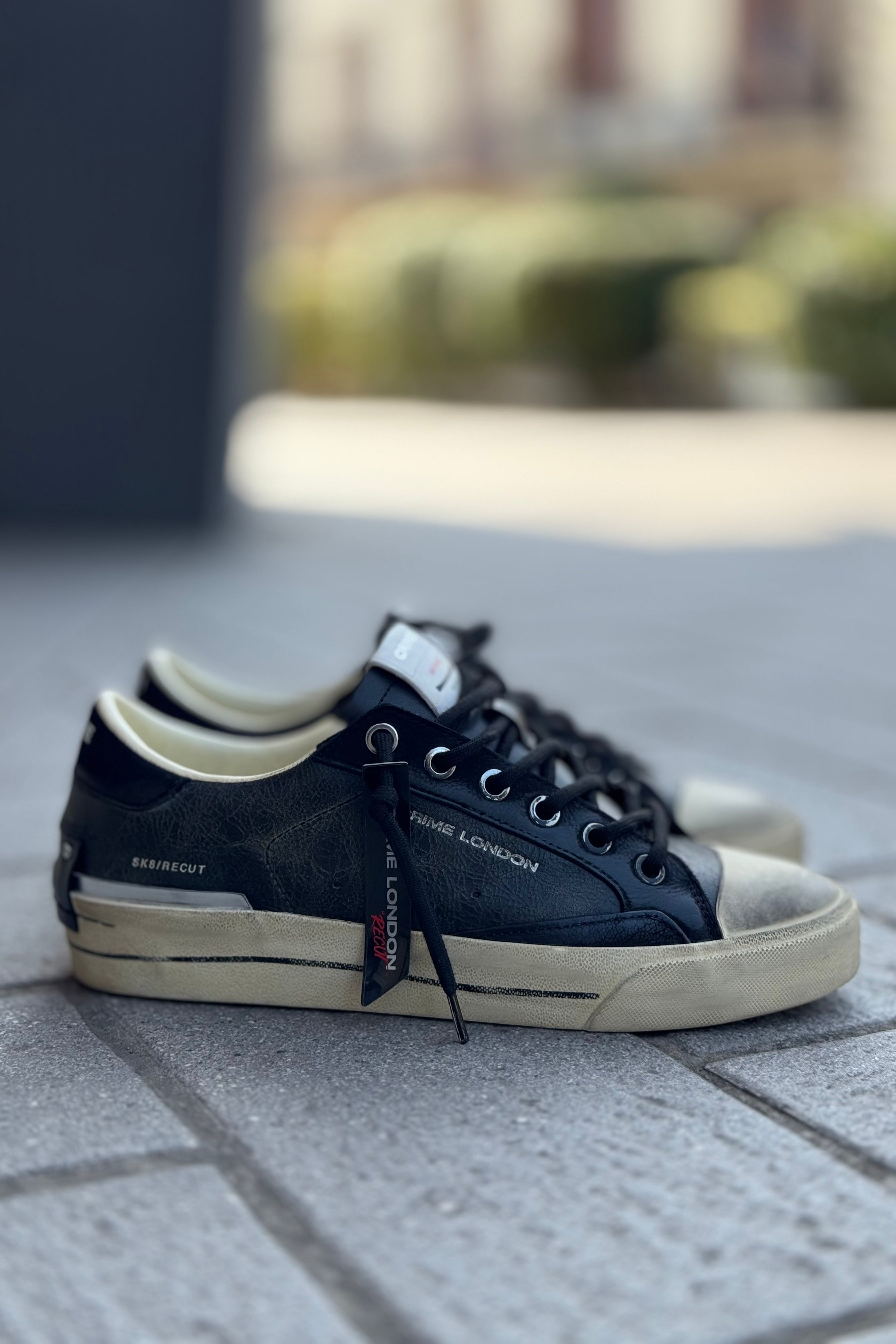 CRIME LONDON SK8 RECUT SNEAKERS IN PELLE COLORE NERO