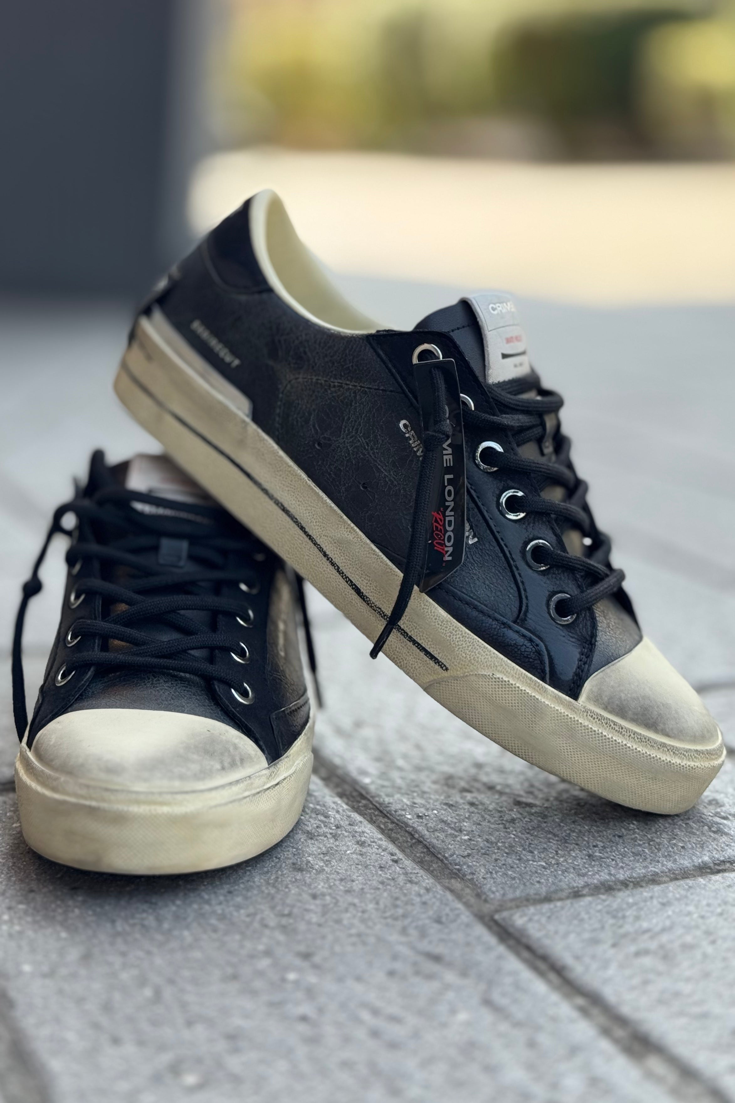 CRIME LONDON SK8 RECUT SNEAKERS IN PELLE COLORE NERO