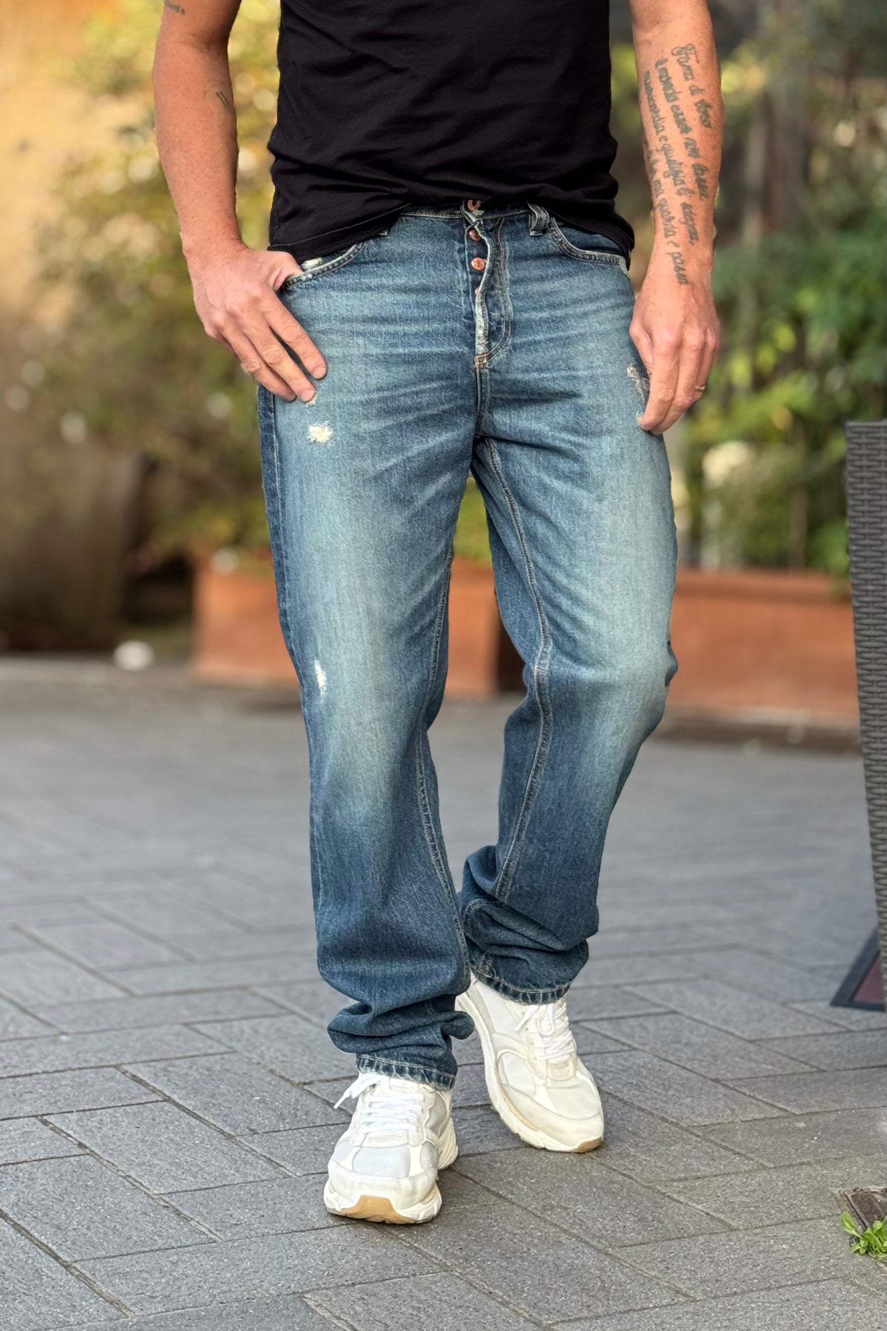 STAFF JEANS RELAXED STRAIGHT FIT GAMBA DRITTA CON MICRO ABRASIONI