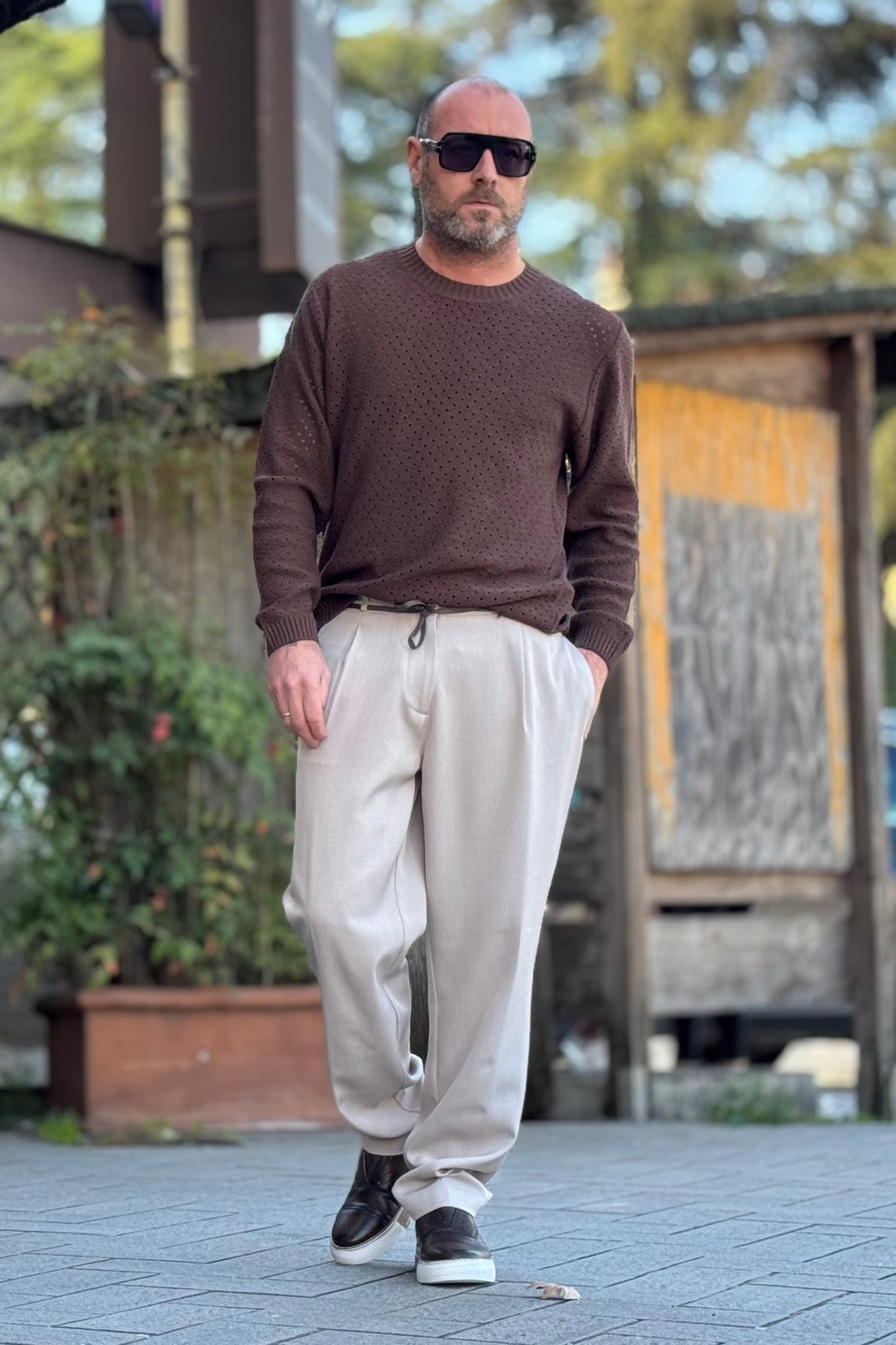 BICOLORE MAGLIA GIROCOLLO TRASFORATA