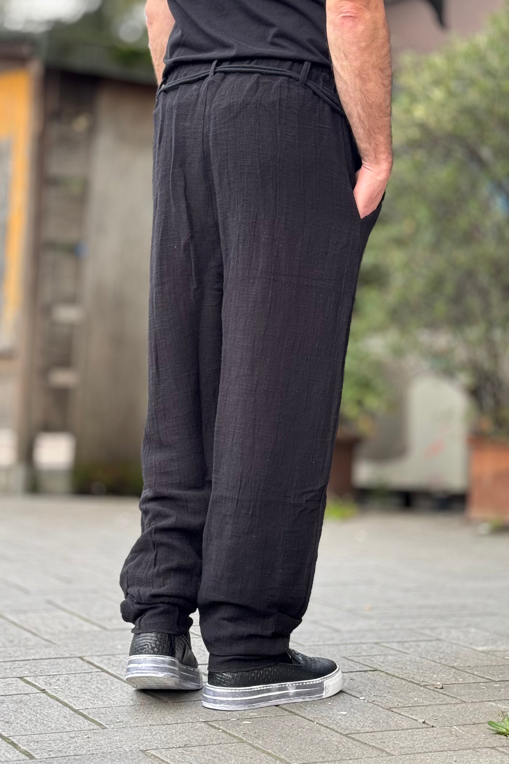 XAGON MAN PANTALONE LARGO IN LINO
