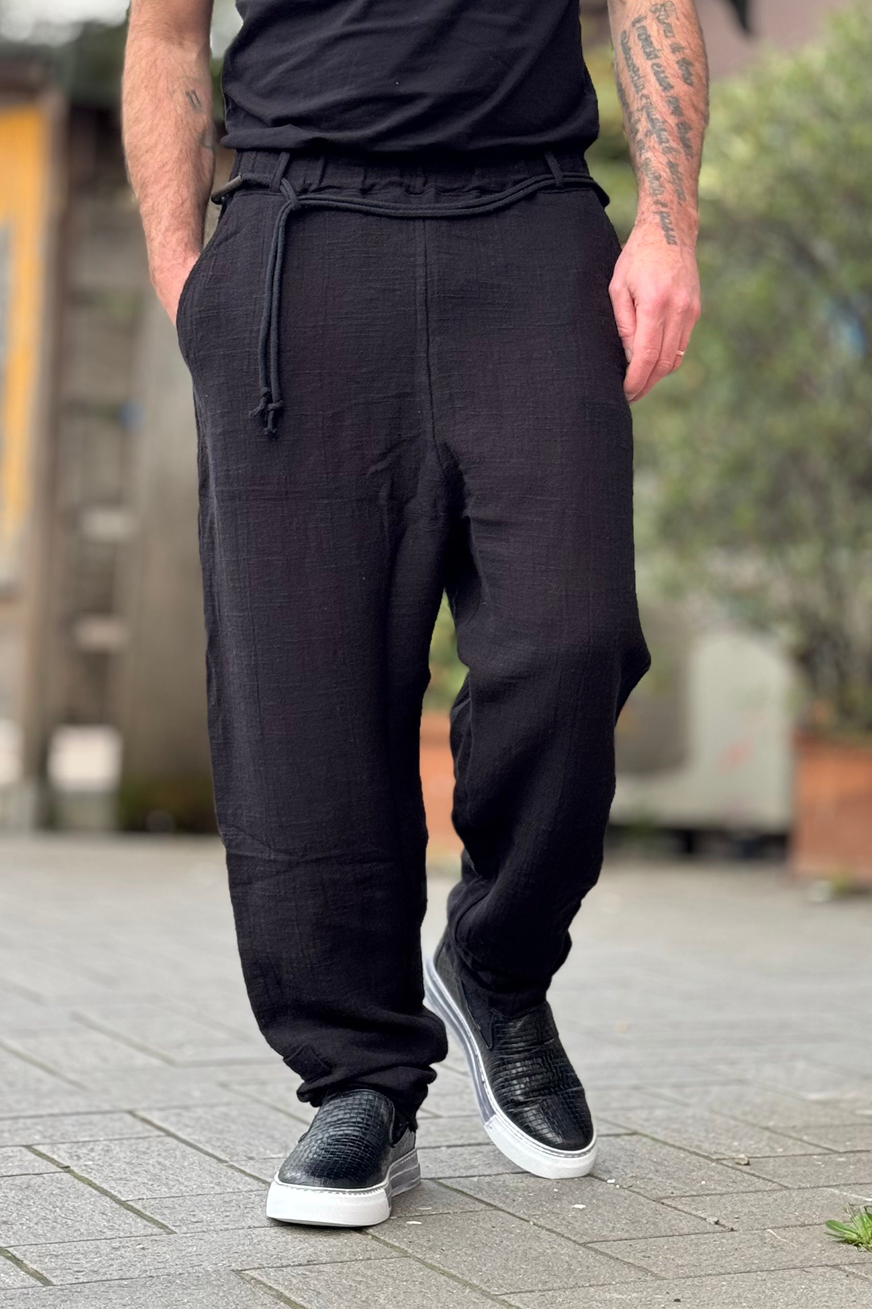 XAGON MAN PANTALONE LARGO IN LINO