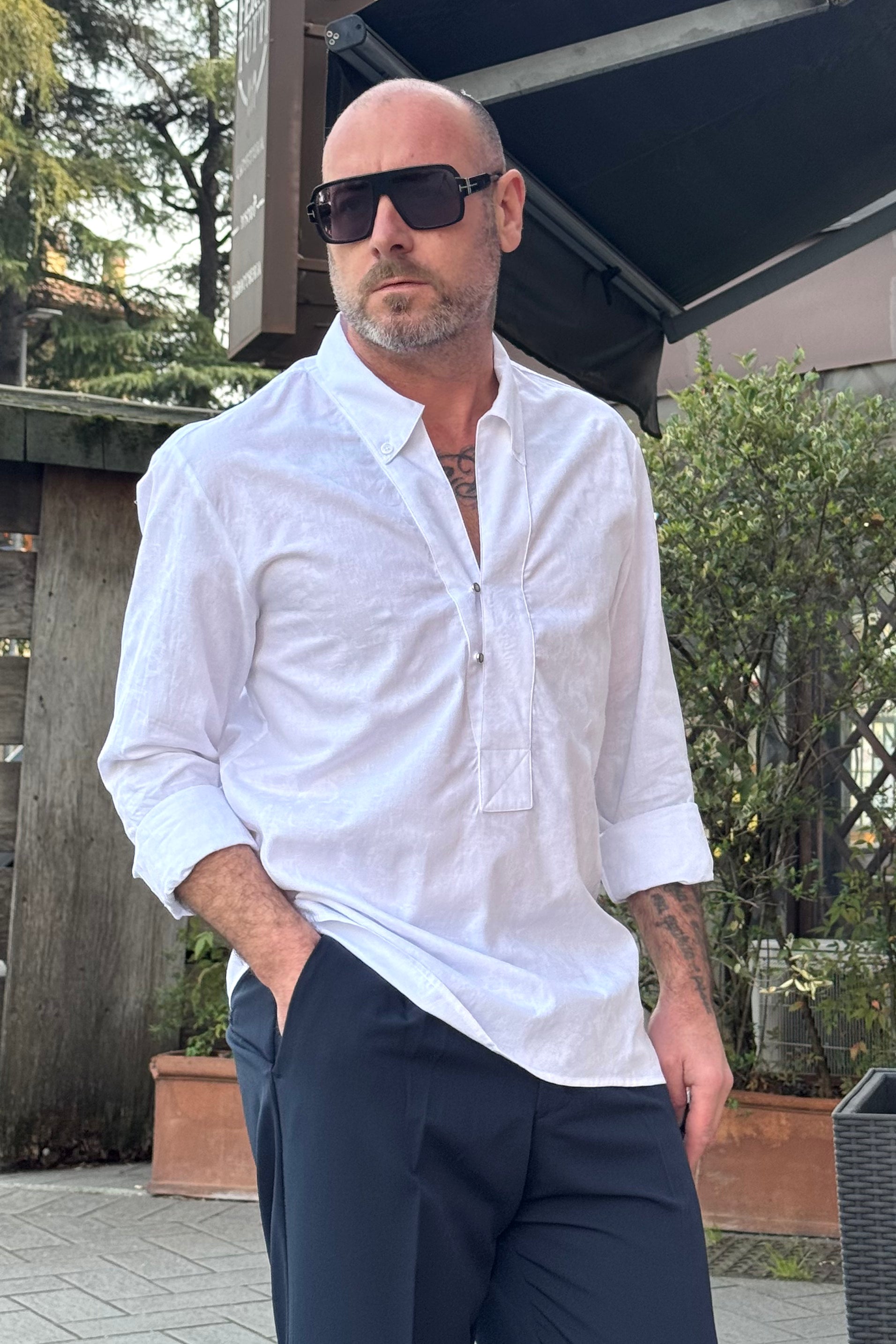 BICOLORE CAMICIA V-NECK