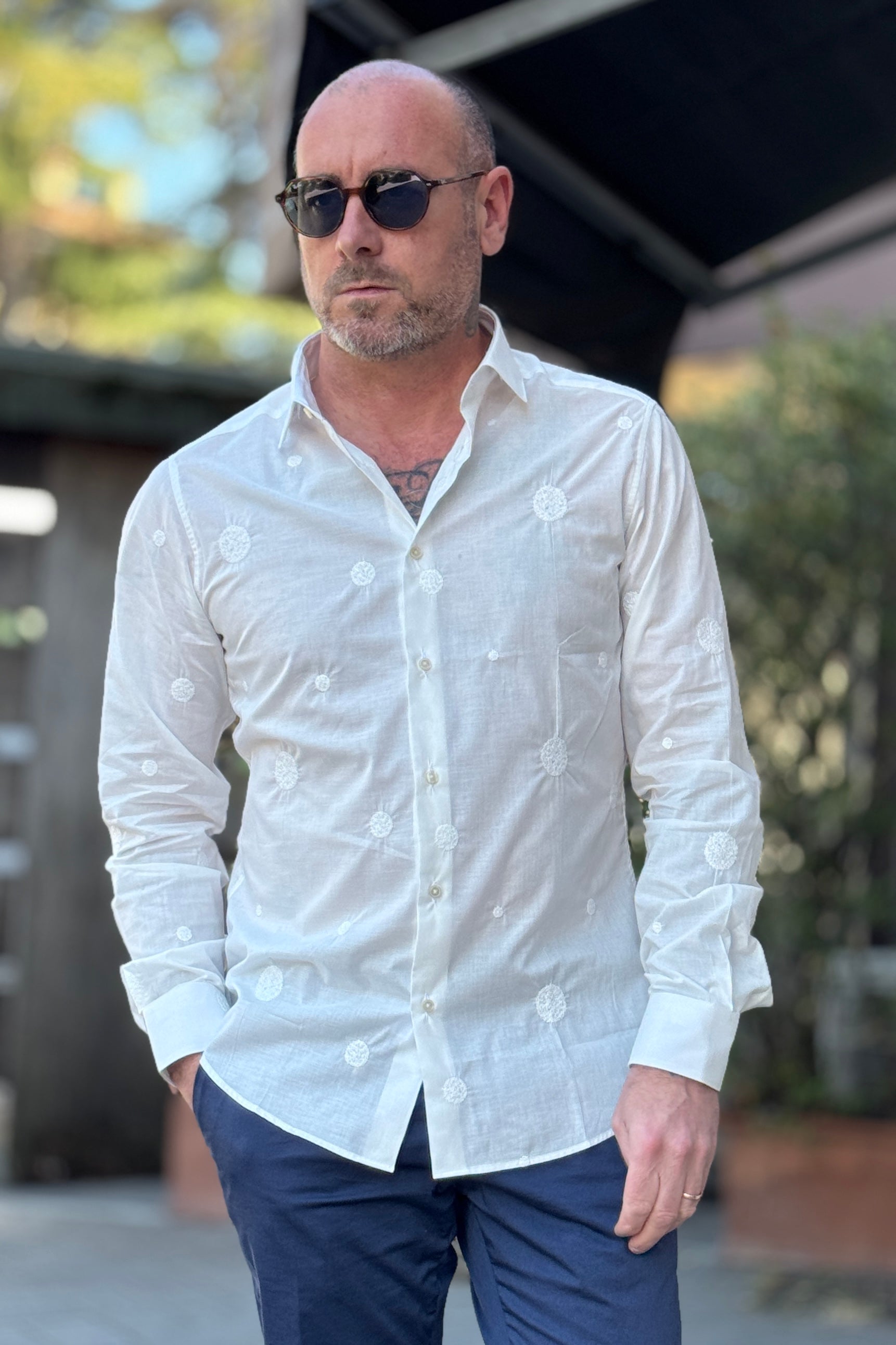 DEUXIEME CAMICIA RICAMO TONO SU TONO