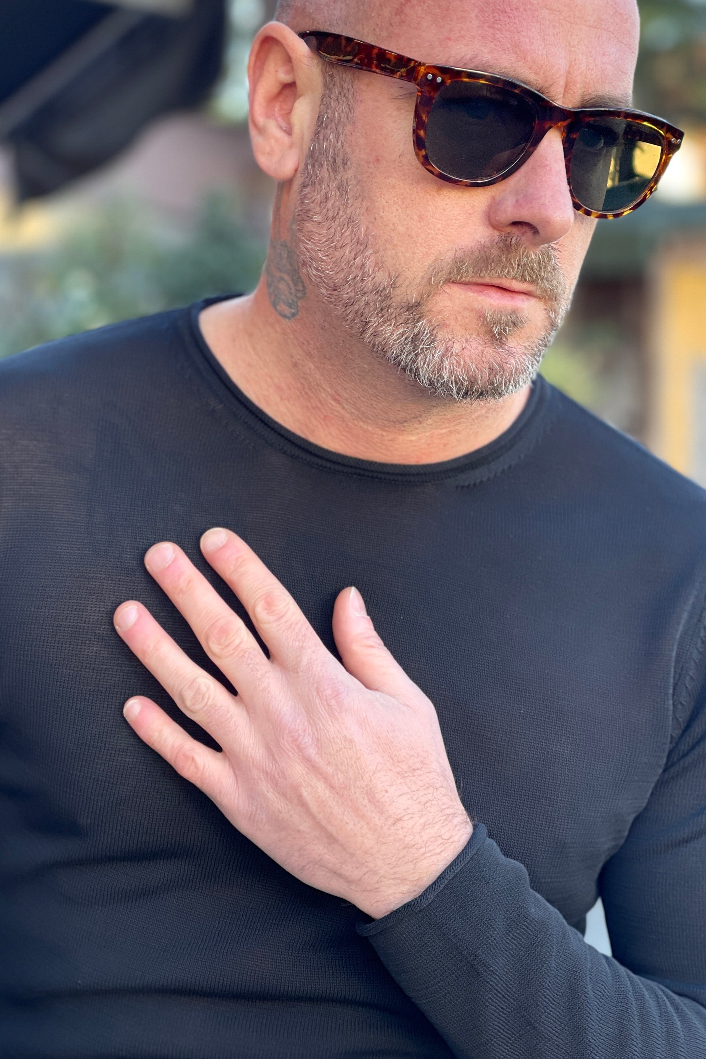 Daniele Fiesoli DF0309 Raw cut crew neck sweater in black (Spring 24)