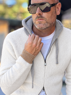 ANIMA CARDIGAN CAPPUCCIO ZIP - BIANCO