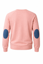 V2 MAGLIA GIROCOLLO MANICA RAGLAN CON TOPPE JEANS