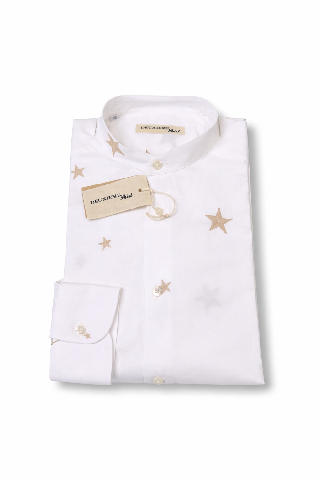 DEUXIEME CAMICIA RICAMO STARS COLLO COREANO