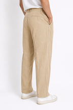 TELAMIRA PANTALONE LARGO CON PINCES IN COTONE E LINO