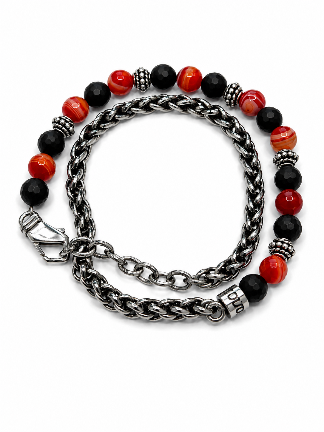 MANCINI BRACCIALE DOPPIO CON GIRO CHIUSURA IN MOSCHETTONE