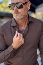 ENA AVANCE CAMICIA COLLO FRANCESE - CIOCCOLATO