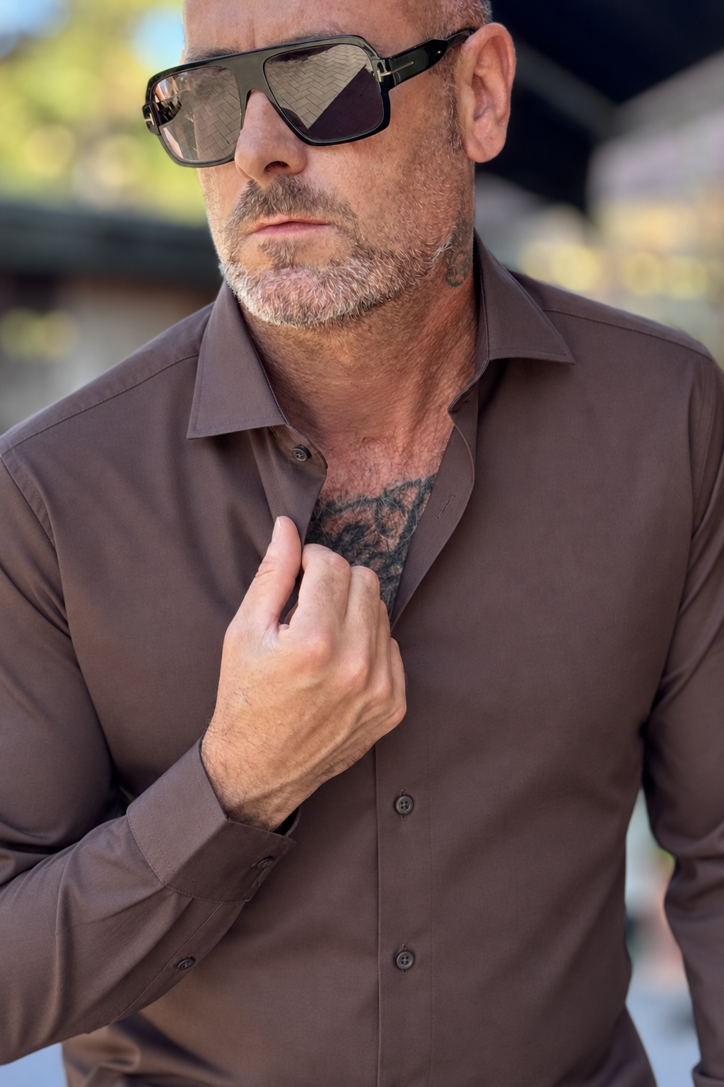 ENA AVANCE CAMICIA COLLO FRANCESE - CIOCCOLATO