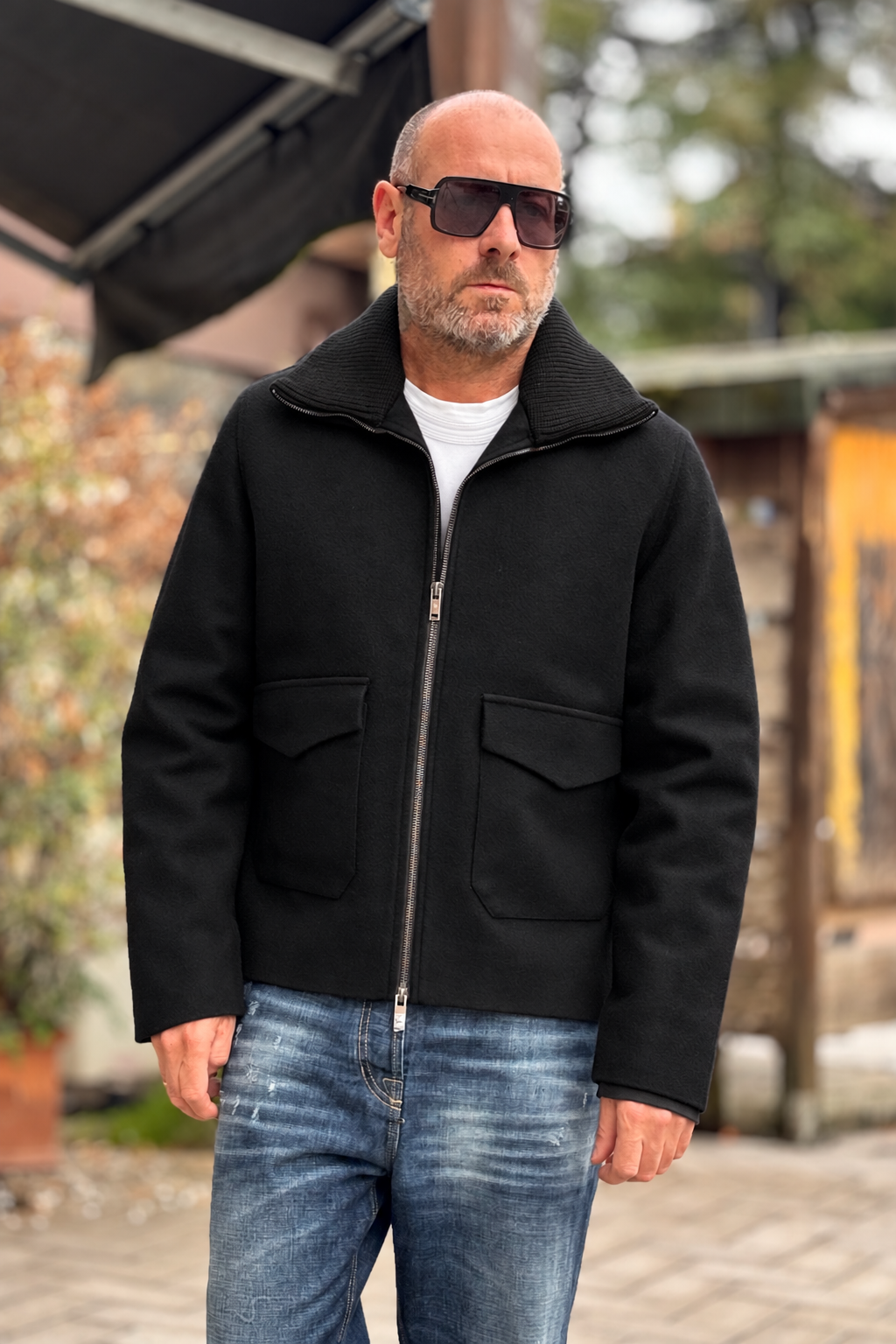 DANIELE ALESSANDRINI CAPPOTTO IN PANNO - NERO