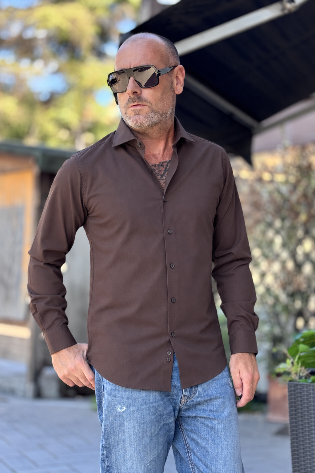 ENA AVANCE CAMICIA COLLO FRANCESE - CIOCCOLATO