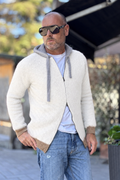 ANIMA CARDIGAN CAPPUCCIO ZIP - BIANCO