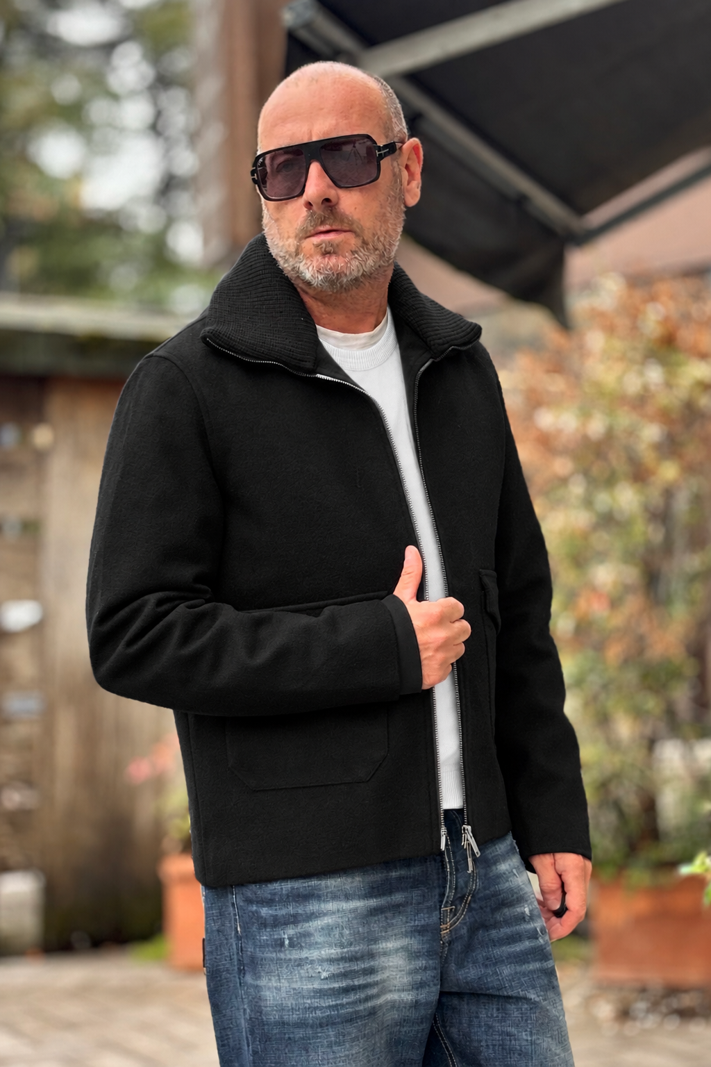 DANIELE ALESSANDRINI CAPPOTTO IN PANNO - NERO