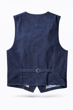 V2 GILET IN JEANS CON BOTTONE COLORATO
