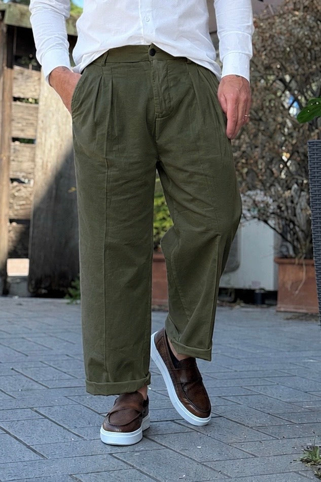 TELAMIRA PANTALONE LARGO IN COTONE LINO DISPONIBILE IN 3 COLORI
