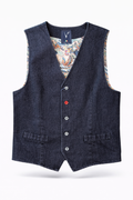 V2 GILET IN JEANS CON BOTTONE COLORATO