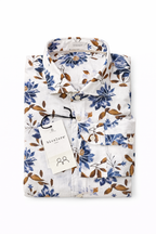 BICOLORE CAMICIA FLOREALE COTONE E LINO