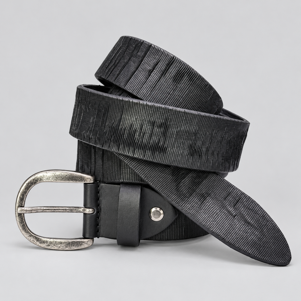 OFFICINE DEL CUOIO CINTURA INCISIONI VERTICALI - NERO