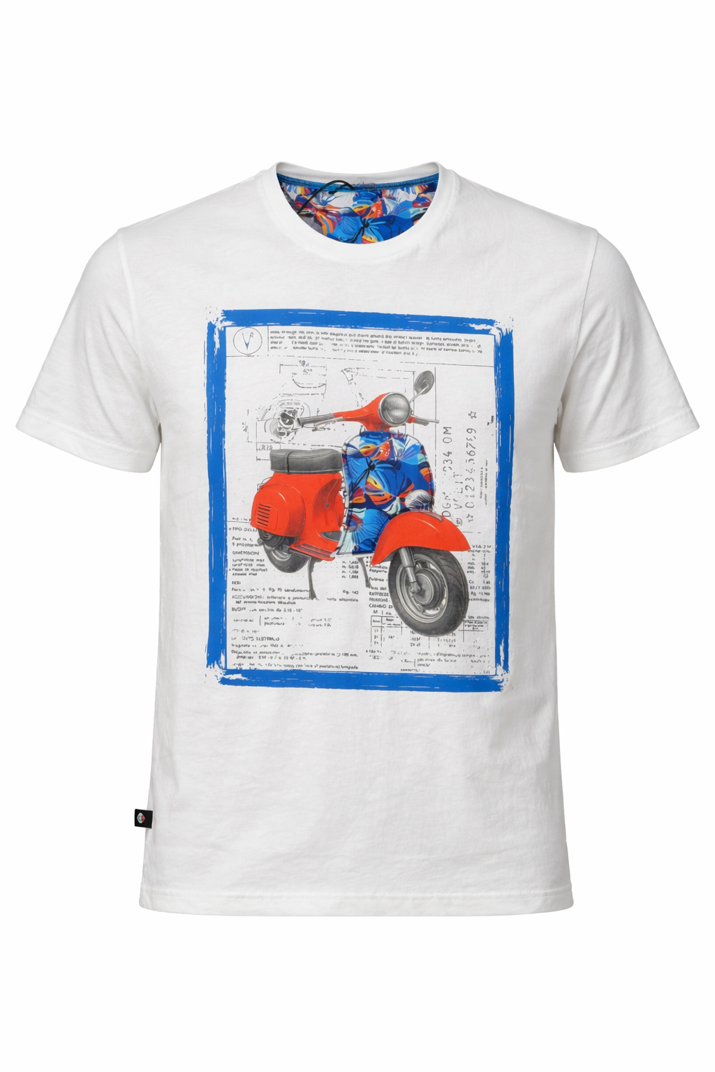 V2 TSHIRT GIROCOLLO IN COTONE CON STAMPA VESPA - Mania Fashion Clothing