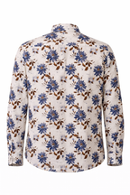 BICOLORE CAMICIA FLOREALE COTONE E LINO