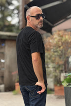 I MARSILI TSHIRT IN PREGIATO COTONE FIAMMATO - NERO