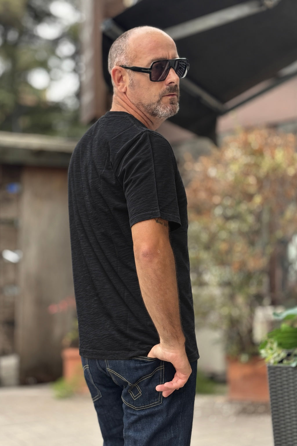 I MARSILI TSHIRT IN PREGIATO COTONE FIAMMATO - NERO
