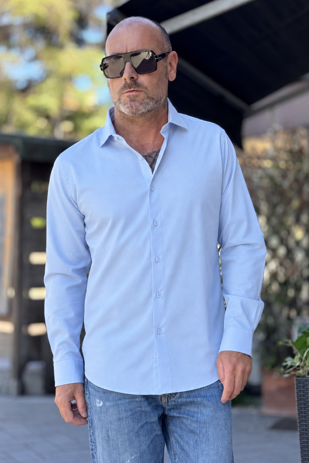ENA AVANCE CAMICIA COLLO FRANCESE - CELESTE