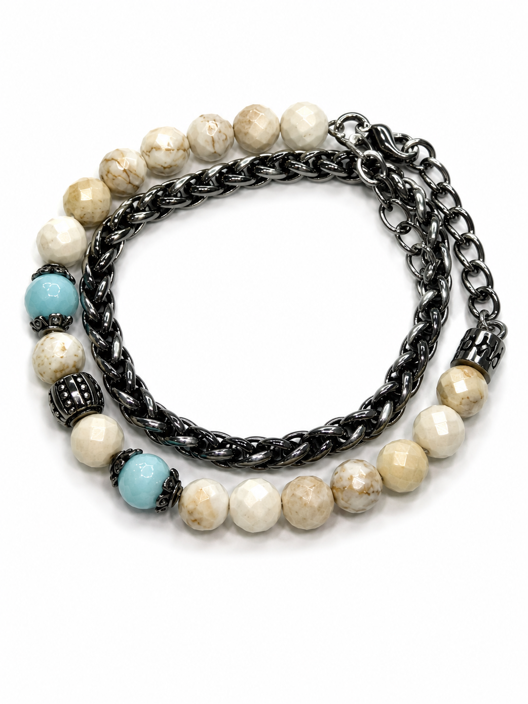 MANCINO BRACCIALE DOPPIO GIRO CHIUSURA CON MOSCHETTONE