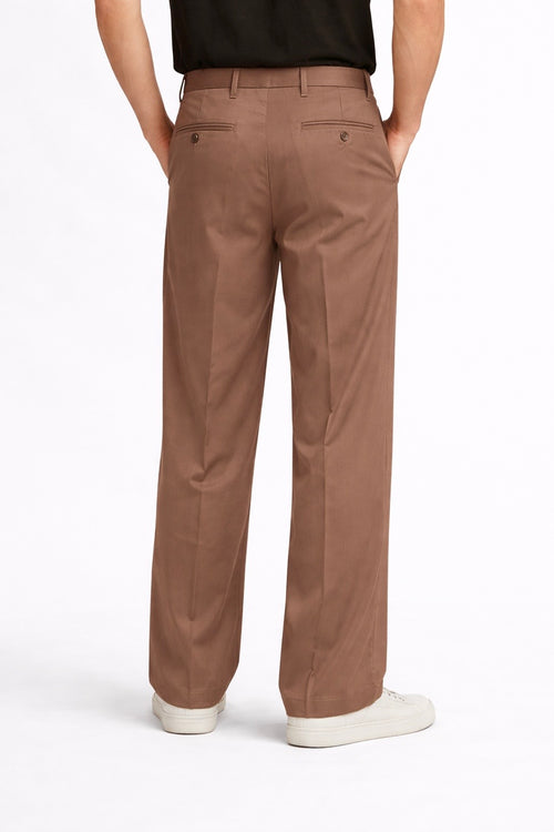 BICOLORE PANTALONE LARGO CON PINCES COLORE MORO
