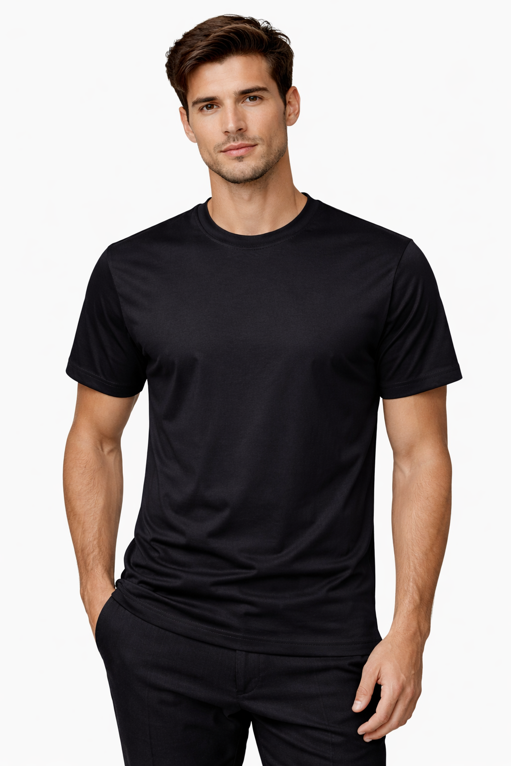 DANIELE ALESSANDRINI TSHIRT GIROCOLLO IN PREGIATO FILO DI SCOZIA - Mania Fashion Clothing
